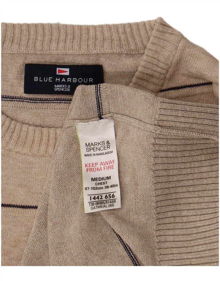 Marks & Spencer Jersey de Cuello Redondo Azul Harbor para Hombre Beige Medio