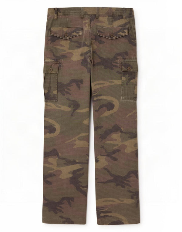 Pantalones cargo rectos vintage para hombre W32 L30 camuflaje verde
