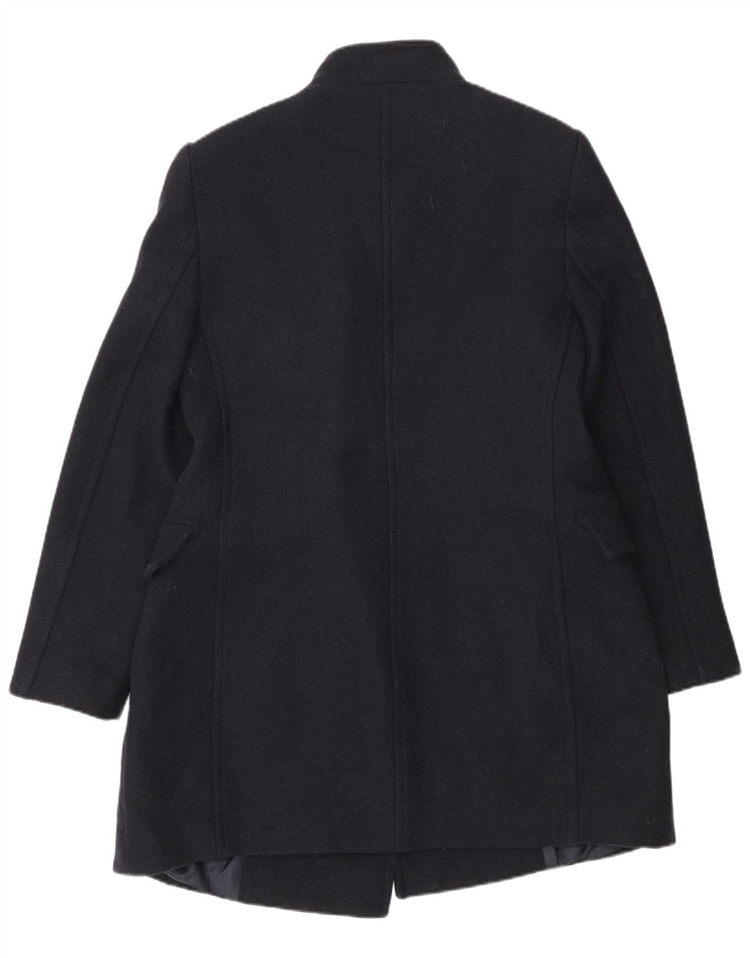 Zara Mujer Abrigo Cruzado UK 46 Grande Lana Azul Marino
