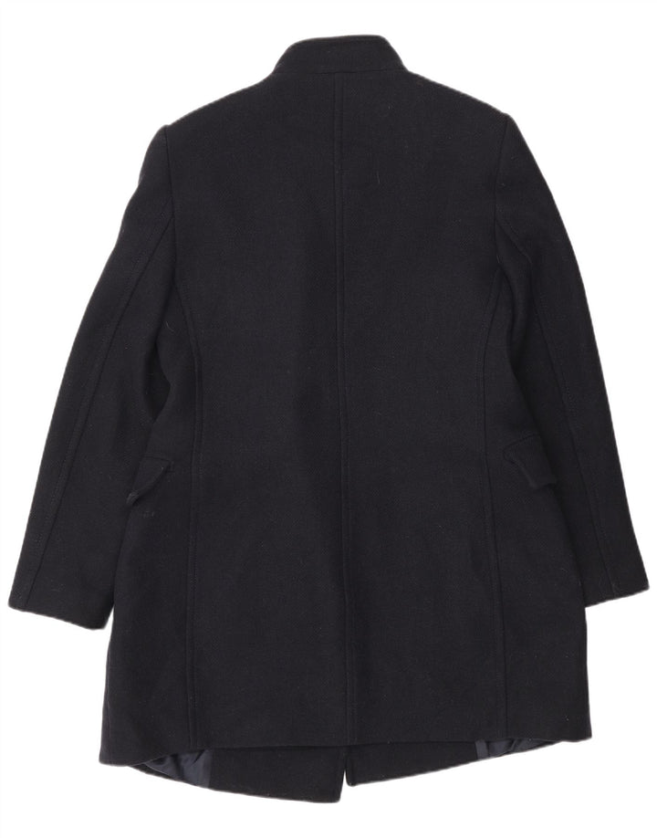 Zara Mujer Abrigo Cruzado UK 46 Grande Lana Azul Marino