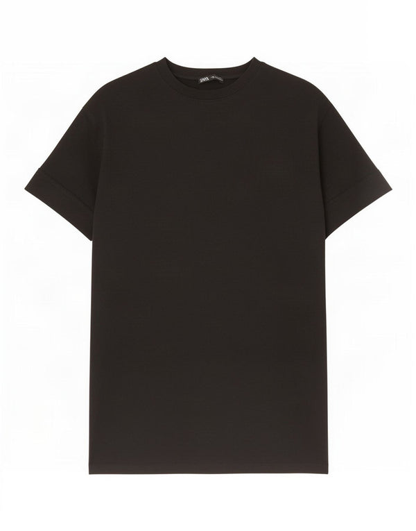 Zara Mujer Vestido Camiseta Extragrande UK 10 Small Algodón Negro