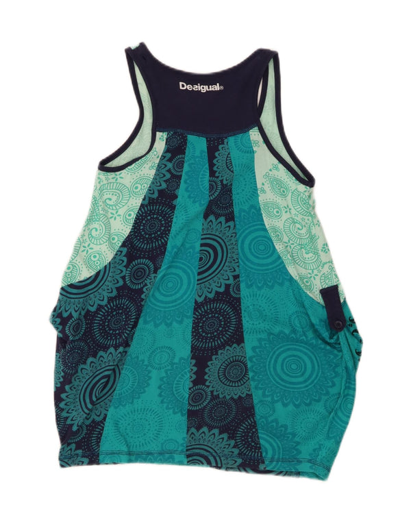 Desigual Vestido Niña Gráfico Bubble 7-8 Años Algodón Floral Turquesa