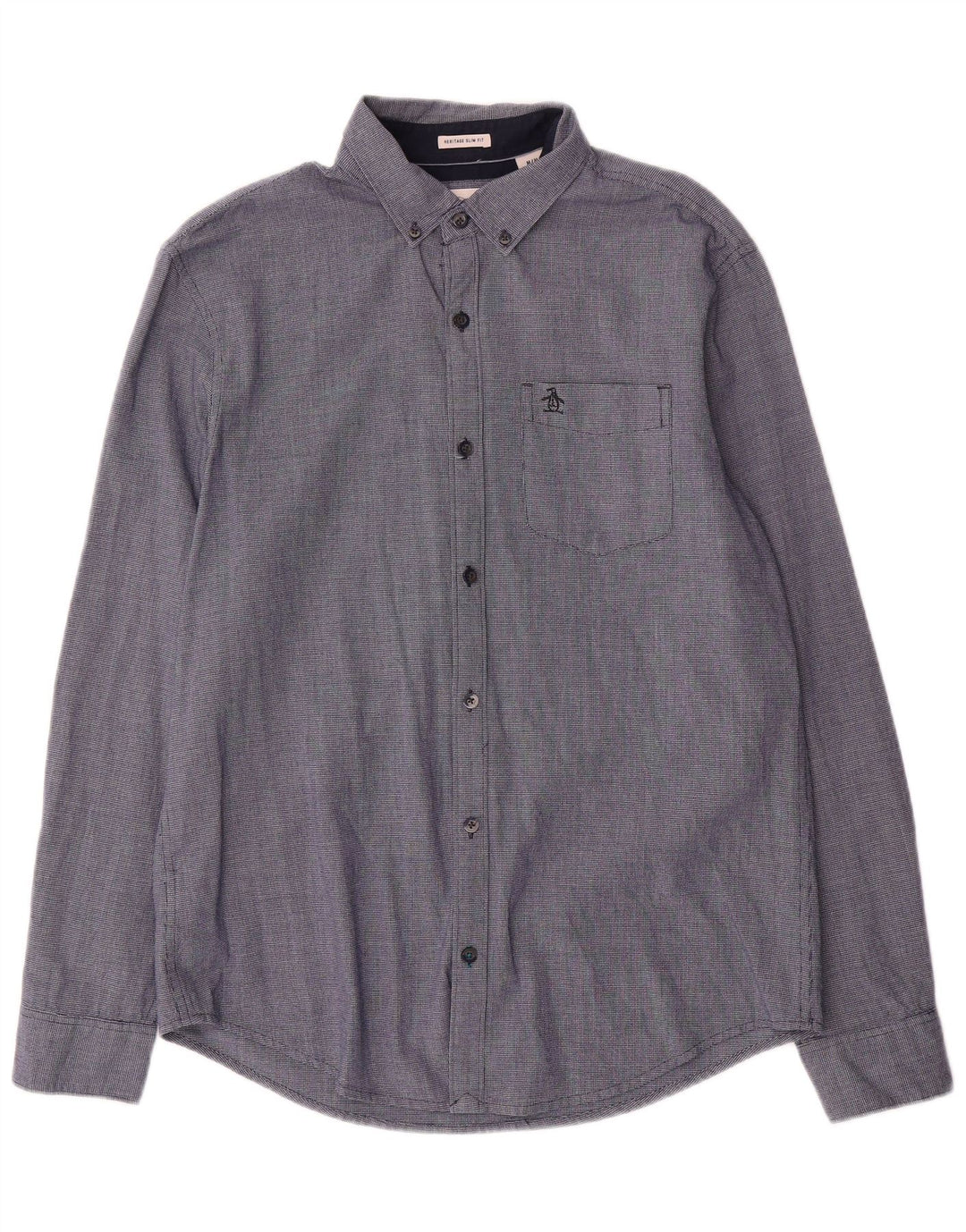 Camisa Penguin Heritage Slim Fit De Algodón Azul Medio