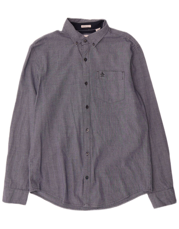 Camisa Penguin Heritage Slim Fit De Algodón Azul Medio