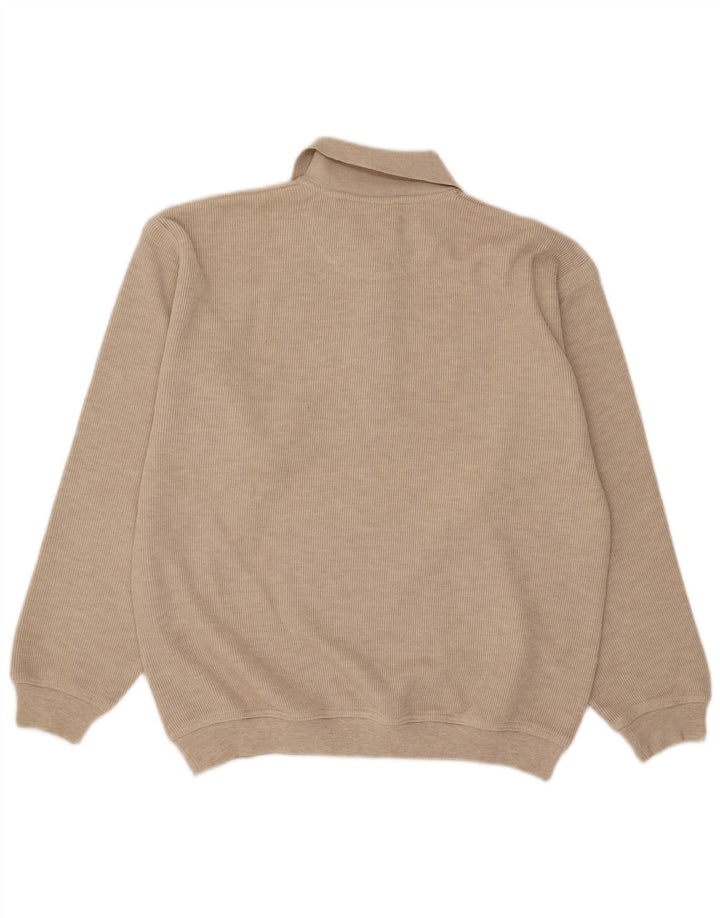 Bounded Waters - Jersey con cuello tipo polo para hombre, color beige medio