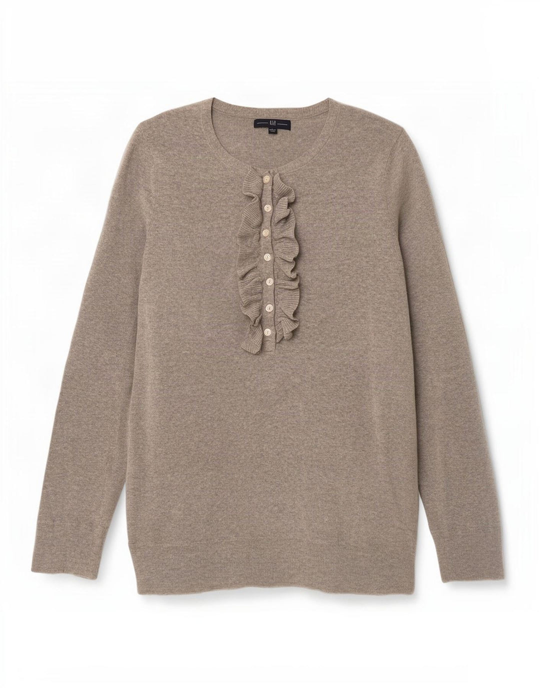 Gap Suéter tipo jersey con cuello y botones en la parte delantera con volantes para mujer UK 44 Algodón gris grande