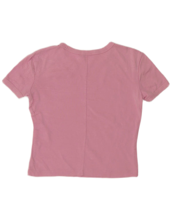 Zara Mujer Crop Camiseta Top UK 10 Small Rosa Algodón