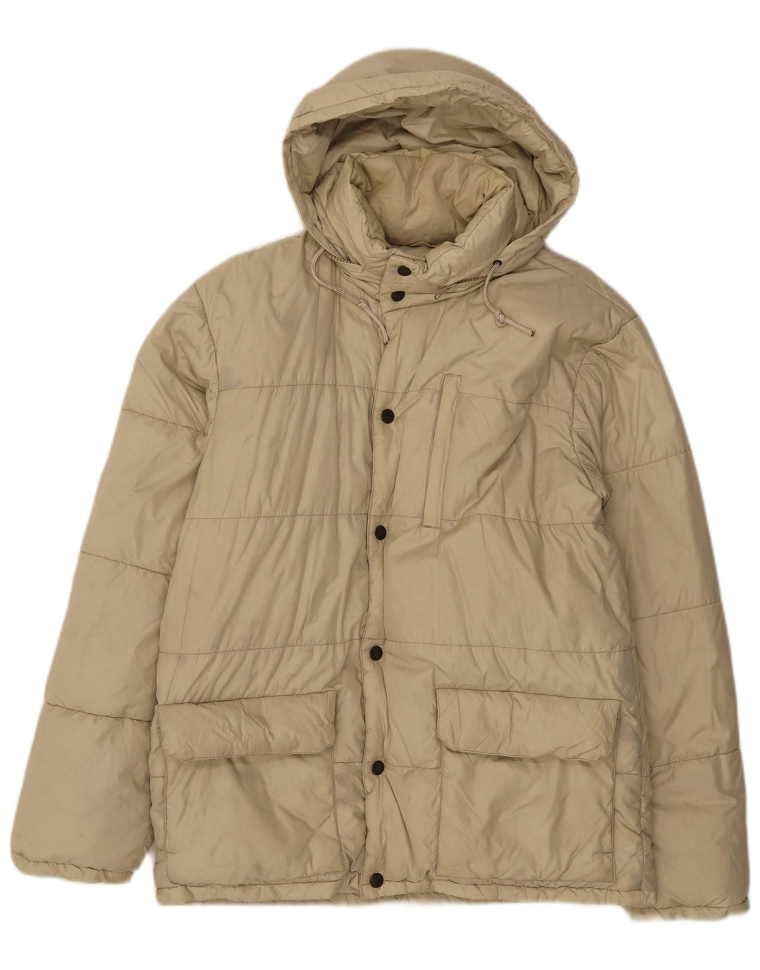 Alberto Aspesi Chaqueta acolchada extragrande con capucha para mujer UK 8 Small Beige