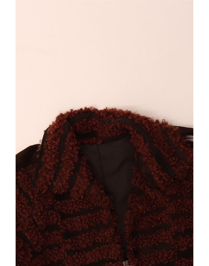 VINTAGE chaqueta bomber para mujer Reino Unido 16 rayas marrones grandes