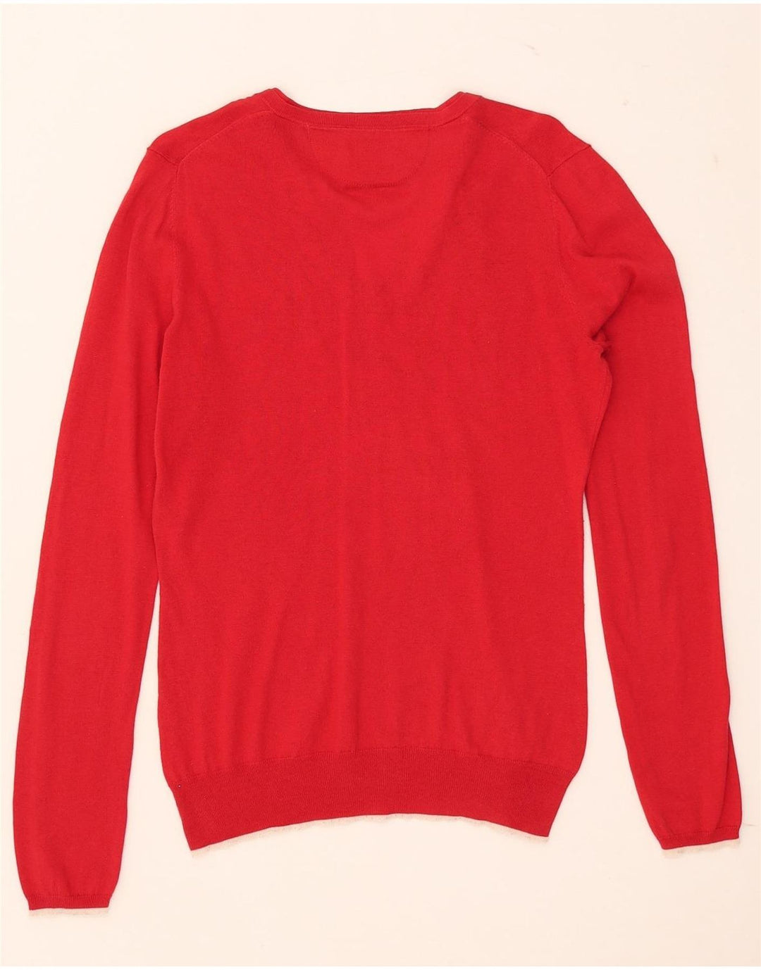 Massimo Dutti Jersey con Cuello en V para Mujer UK 42 Medium Seda Roja