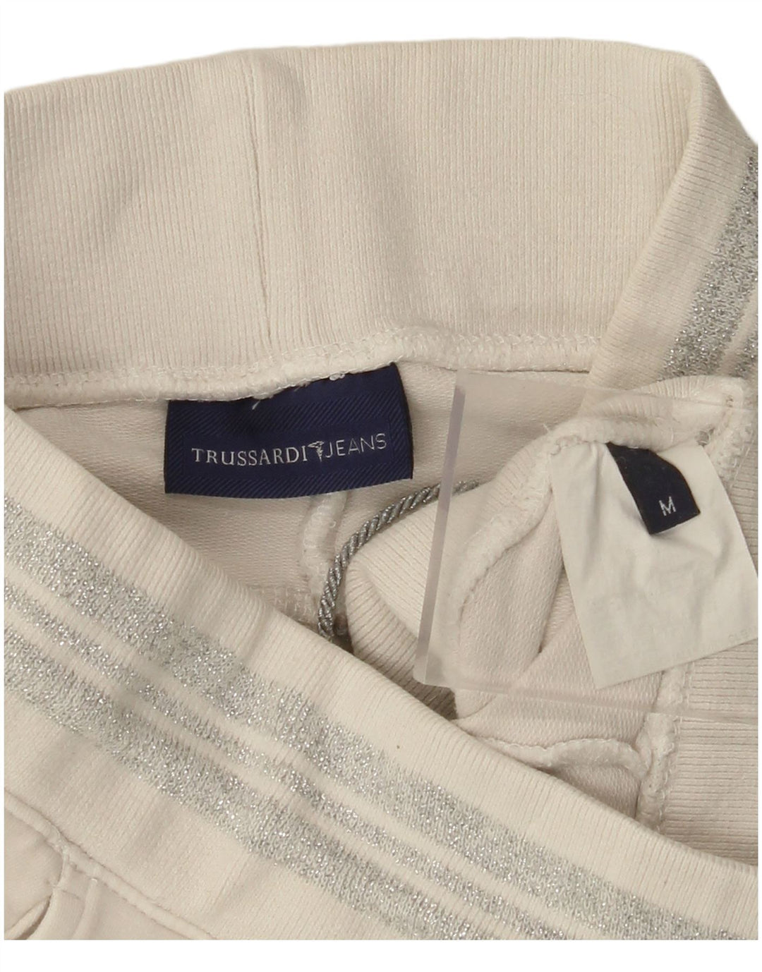 TRUSSARDI Pantalones de chándal para mujer UK 40 Mediano Off White Cotton