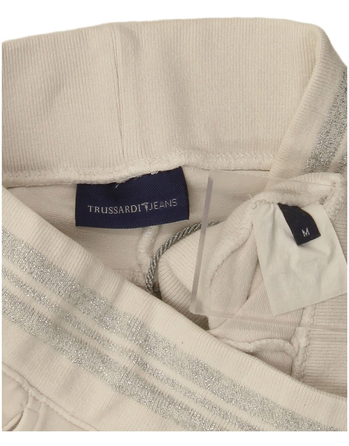 TRUSSARDI Pantalones de chándal para mujer UK 40 Mediano Off White Cotton