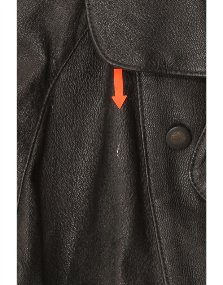 CLASSIC Womens Leather Coat UK 12 Medium Black Leather Vintage CLASSIC and Second-Hand CLASSIC from Messina Hembry 