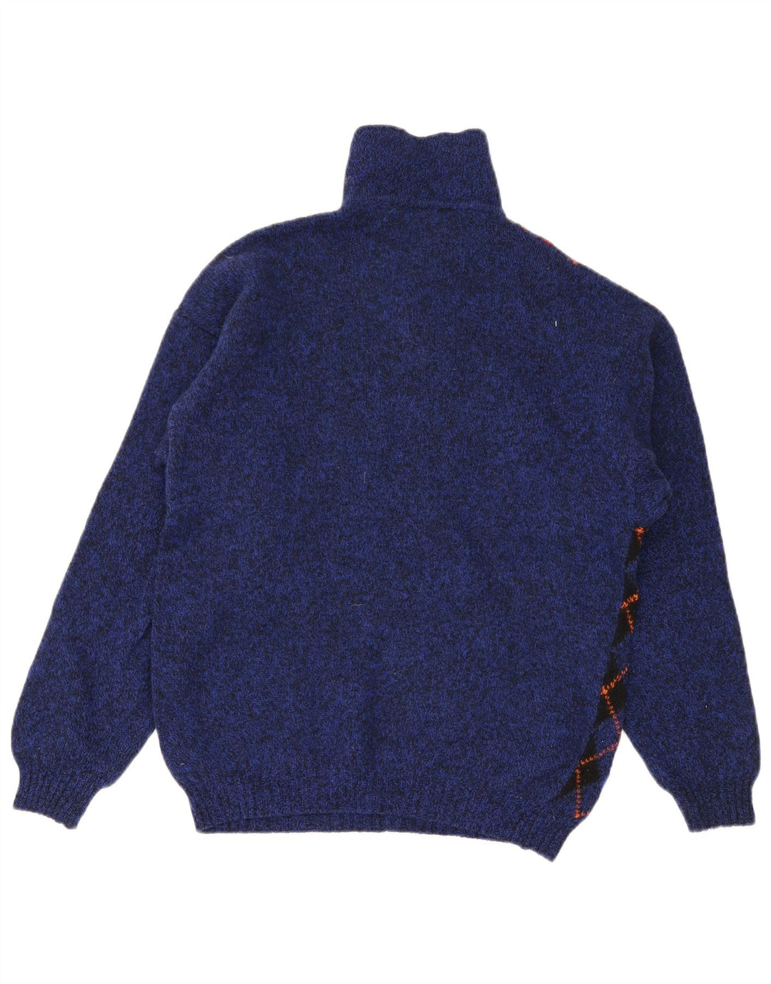 Benetton Jersey De Cuello Polo Para Hombre IT 48 Small Blue Argyle/Diamond Wool