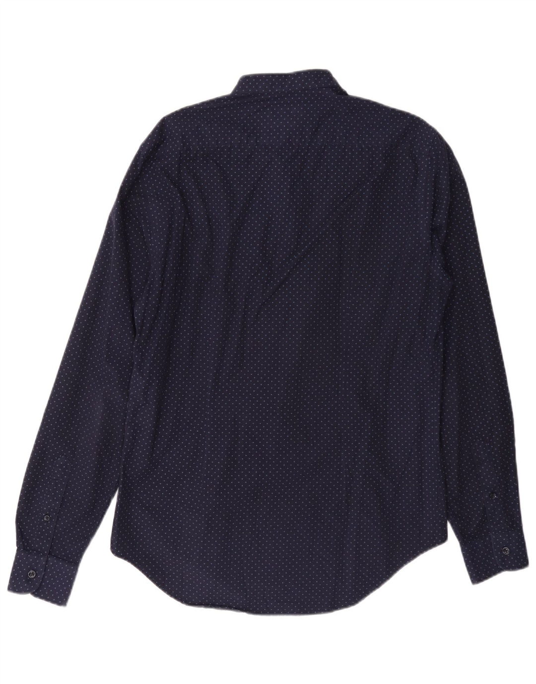 Zara Hombre Camisa Slim Fit Algodón Lunares Azul Marino Medio