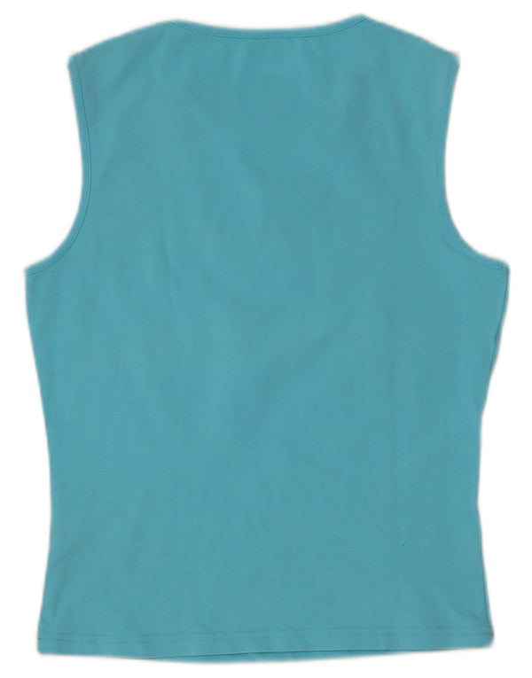 Reebok Top sin mangas con gráfico corto para mujer UK 46 Algodón azul grande