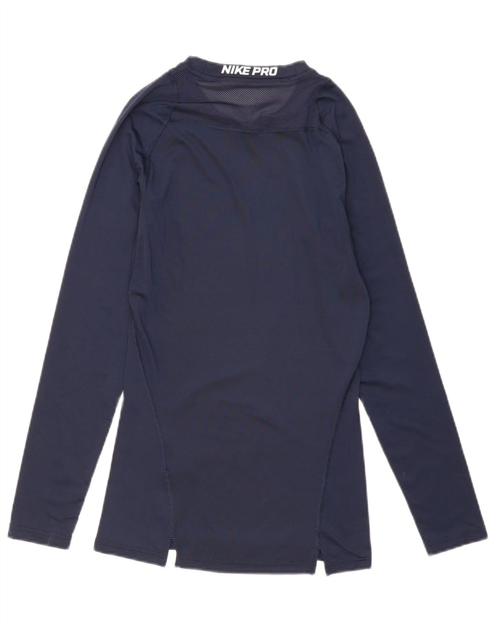 Nike Mens Dri Fit Top manga larga pequeño poliéster azul marino