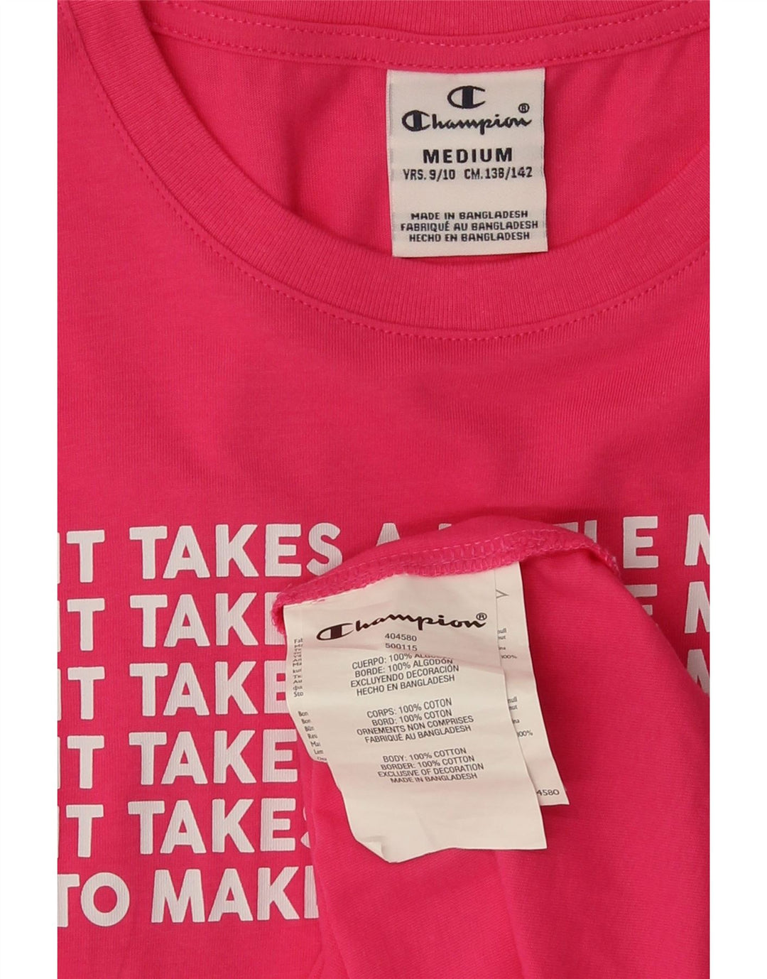 Champion Vestido básico gráfico para niñas 9-10 años Algodón rosa medio
