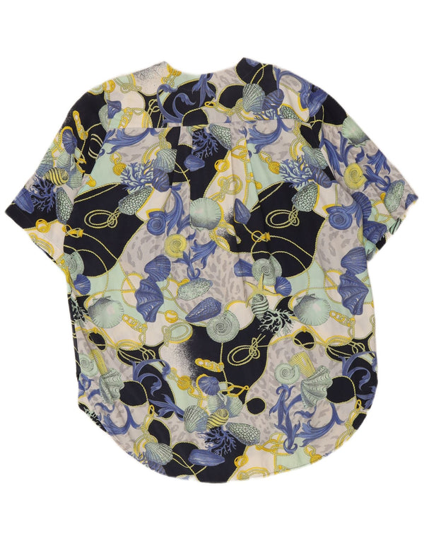 Vintage mujer patrón abstracto camisa blusa Reino Unido 16 grande multicolor