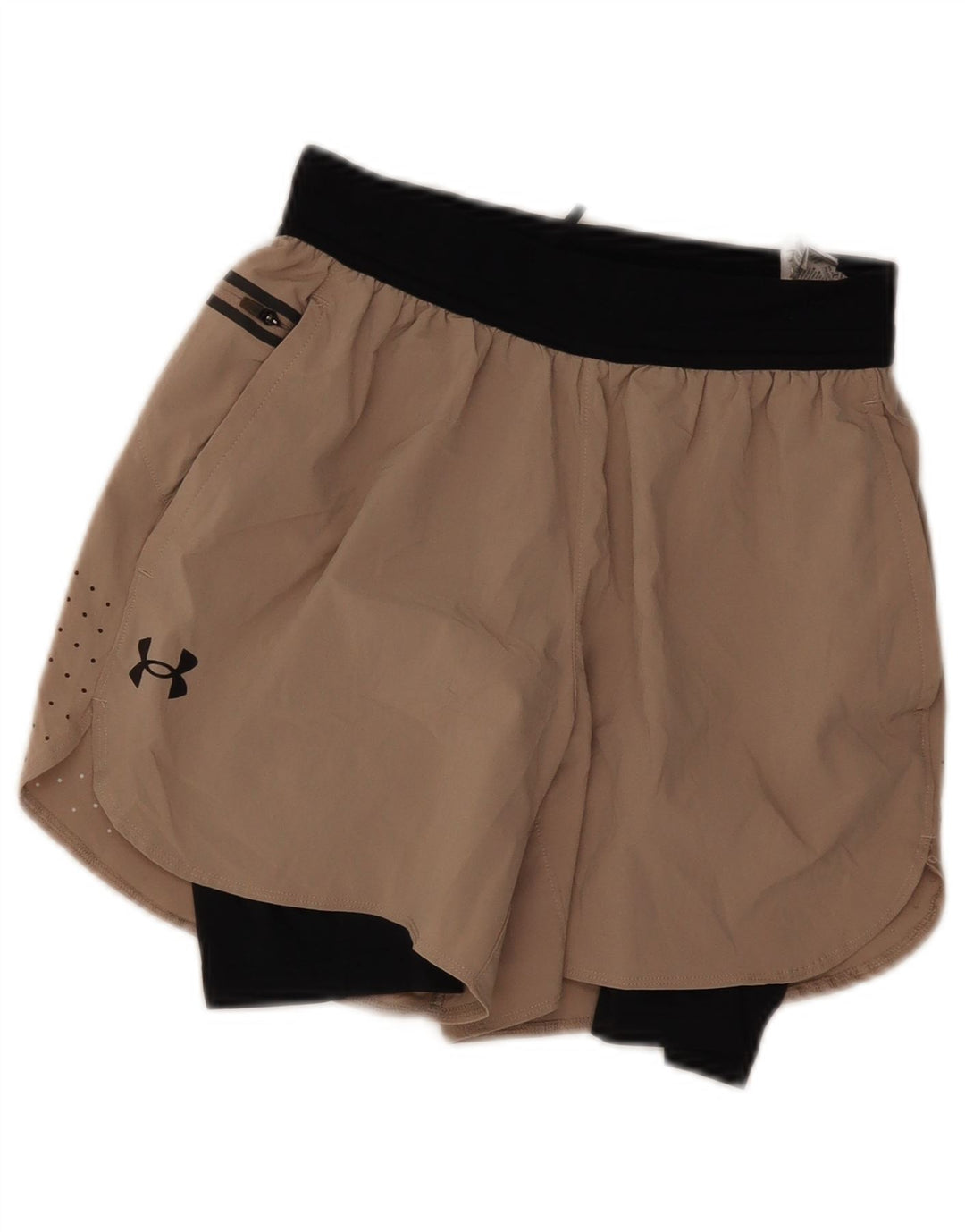 Nike Pantalones cortos deportivos para mujer UK 8 Small Beige Colorblock Poliéster