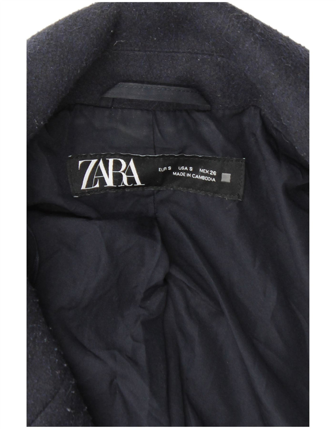 Zara Abrigo cruzado para hombre UK 36 Small Poliéster azul marino