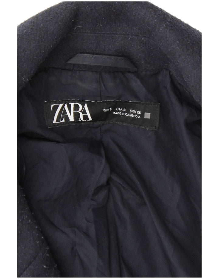 Zara Abrigo cruzado para hombre UK 36 Small Poliéster azul marino