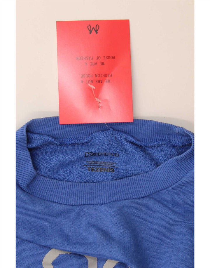 Kappa Mujer Gráfico Sudadera De Gran Tamaño Jersey UK 12 Azul Medio