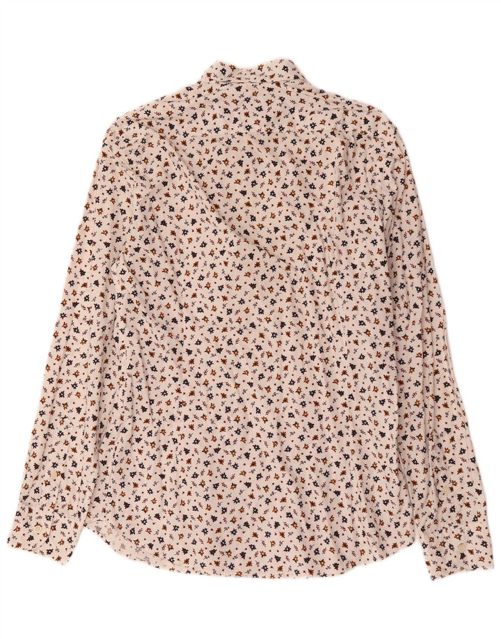 Camisa Massimo Dutti Hombre Mediana Blanco Floral Algodón