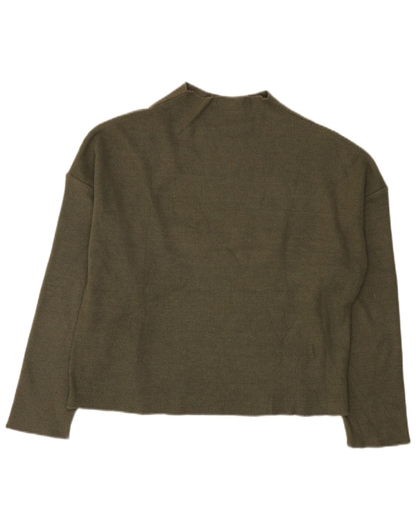 Zara Mujer Suéter De Cuello Alto De Gran Tamaño UK 10 Small Khaki