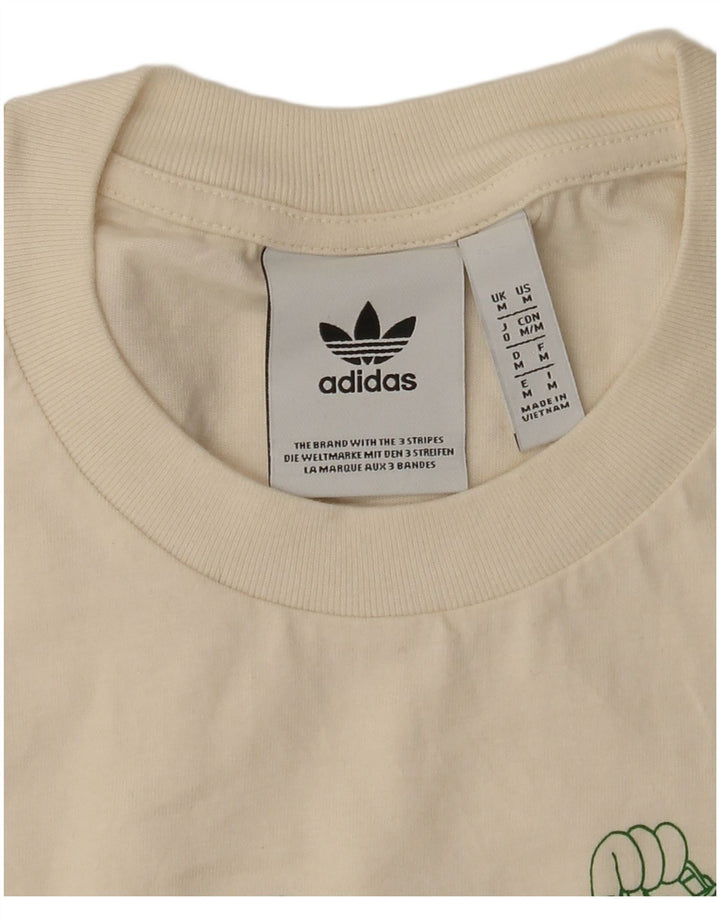 Adidas Hombre Camiseta Gráfica Top Mediano Blanco