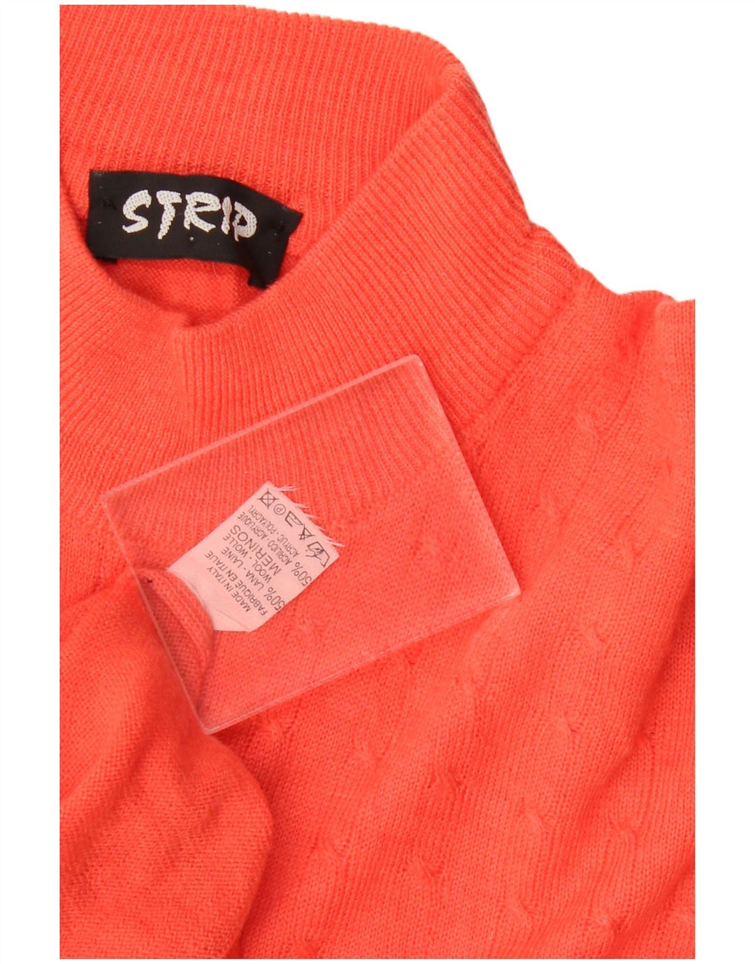 Vintage mujer cuello tortuga jersey suéter Reino Unido 16 lana naranja grande