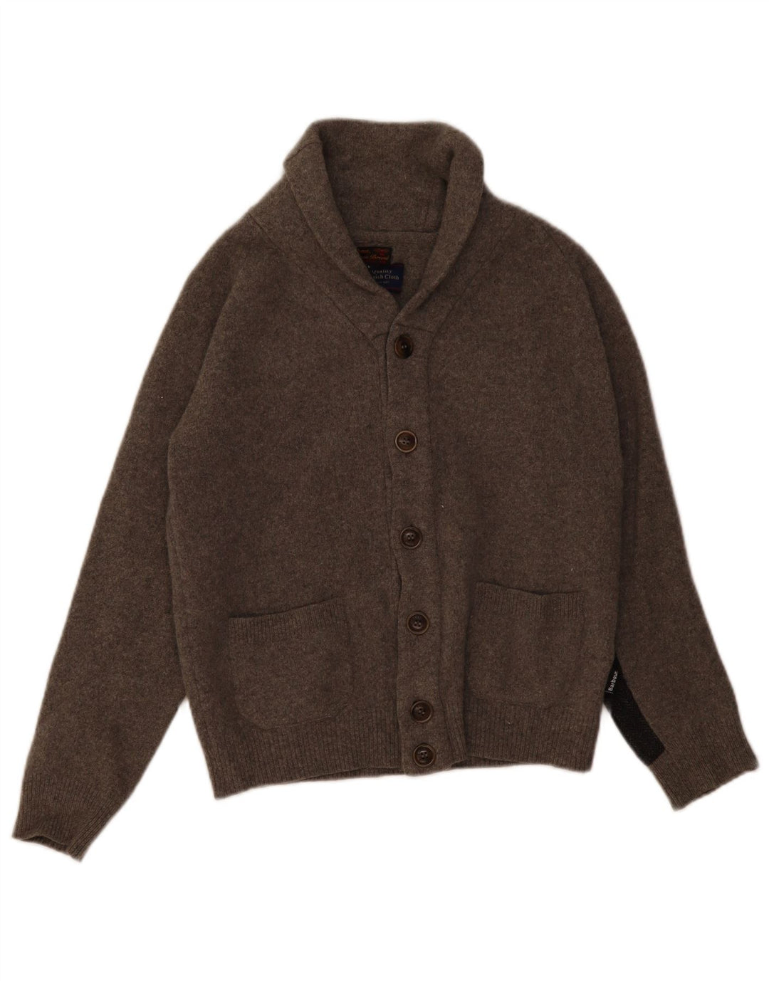 BARBOUR Suéter tipo cárdigan para niños 11-12 años Grande Gris Lana color block