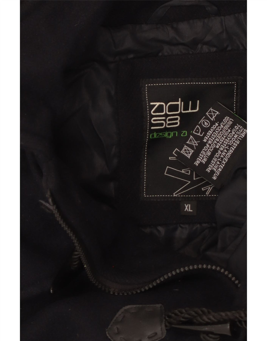 VINTAGE Abrigo de lona con capucha para mujer Reino Unido 18 XL Lana azul marino