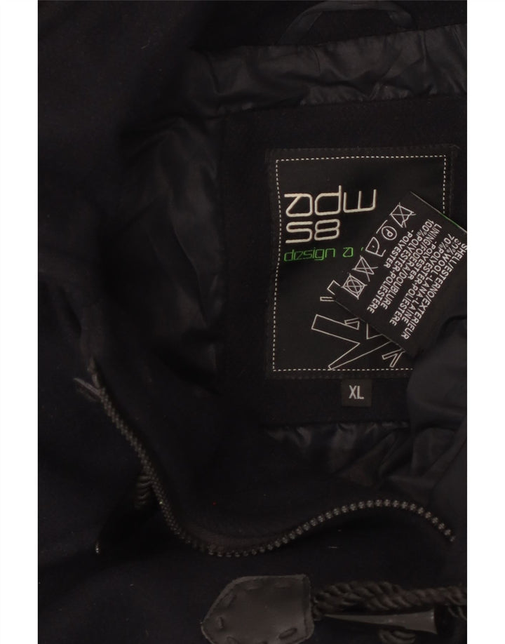 VINTAGE Abrigo de lona con capucha para mujer Reino Unido 18 XL Lana azul marino