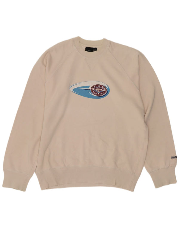 Gas Hombre Sudadera Gráfica Jumper Medium Off White Algodón