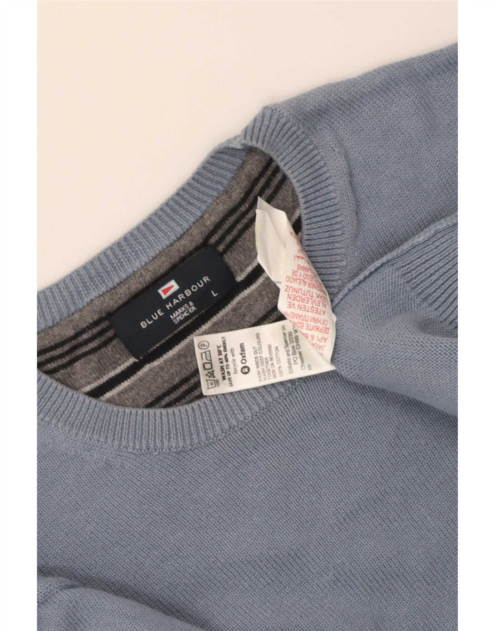 Marks & Spencer - Jersey de cuello redondo para hombre, color azul, talla grande, algodón