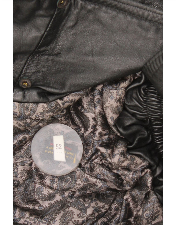 Vintage hombres doble pecho chaqueta de cuero IT 52 XL cuero negro