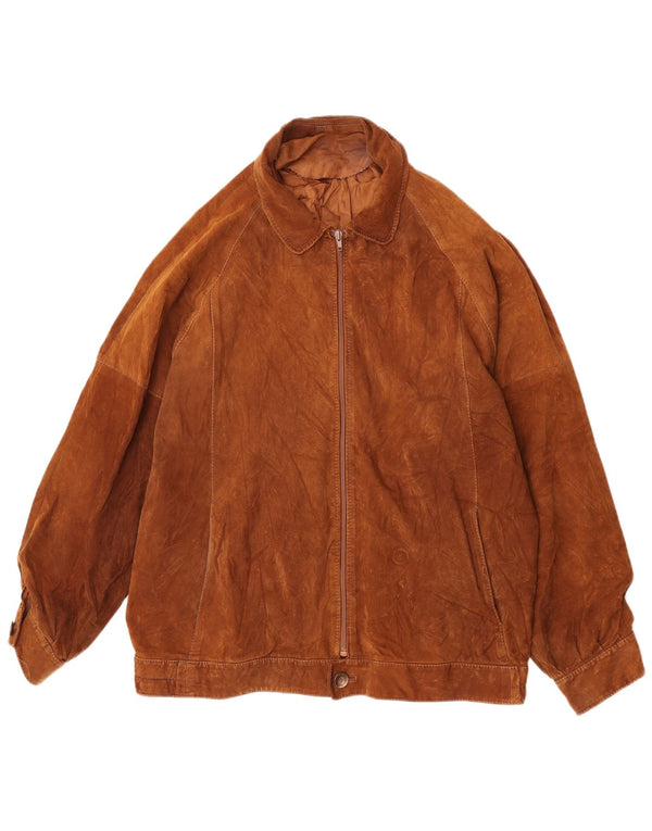 Chaqueta de ante vintage para hombre IT 54 2XL cuero marrón