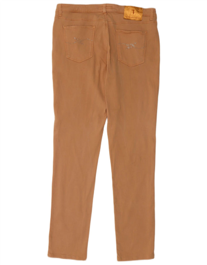 TRUSSARDI Pantalones informales ajustados para mujer IT 46 Large W32 L30 Beige Lyocell