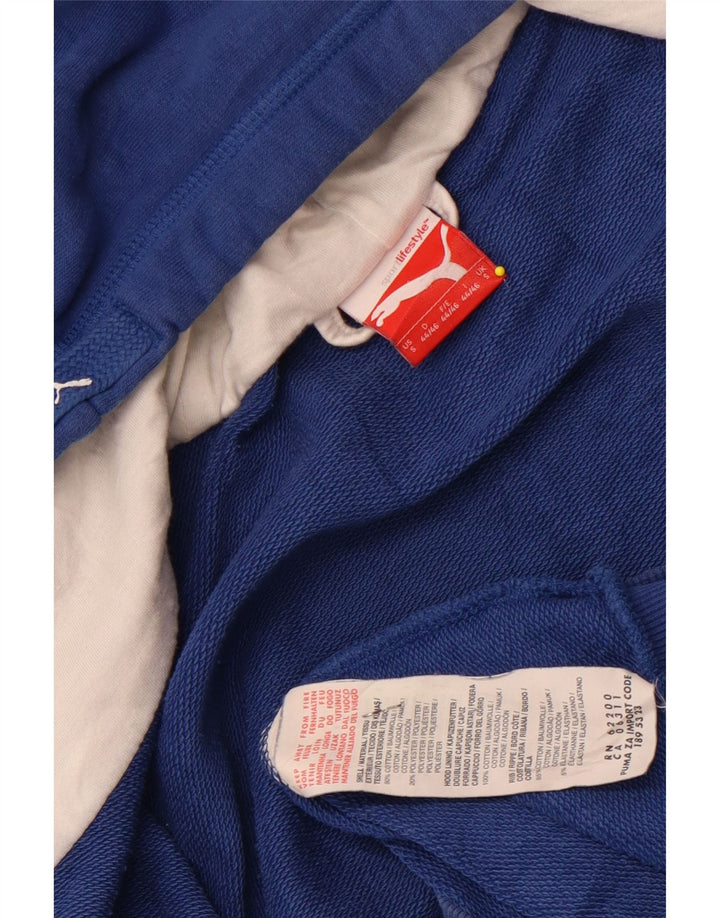 Puma Sudadera con capucha y cremallera gráfica para hombre, talla pequeña, algodón azul