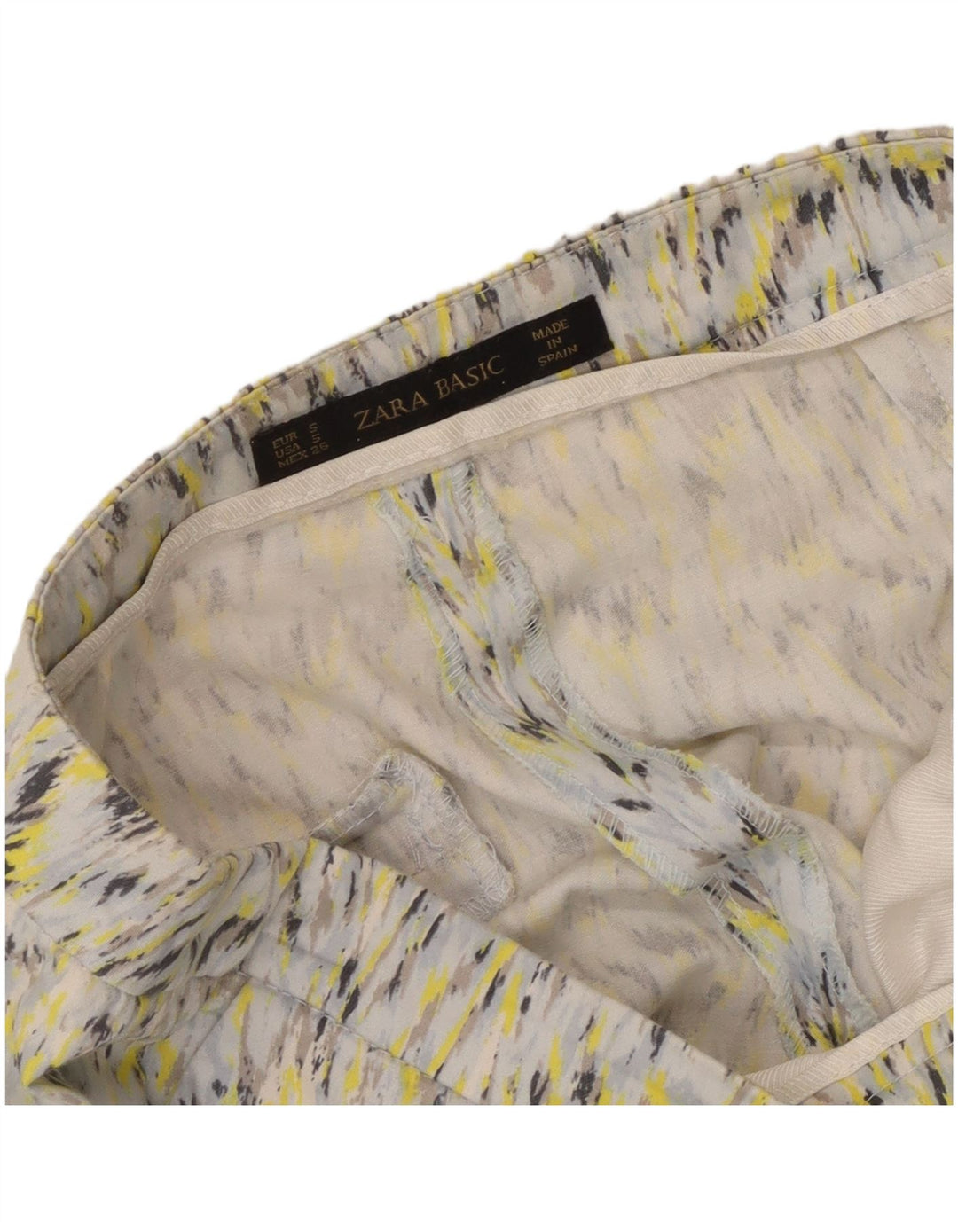 ZARA Mujer Pantalón Chino Con Estampado Abstracto Small W26 L26 Multicolor