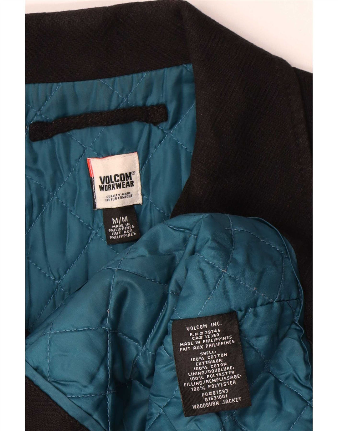 Volcom Chaquetón para hombre UK 38 Mediano Algodón negro