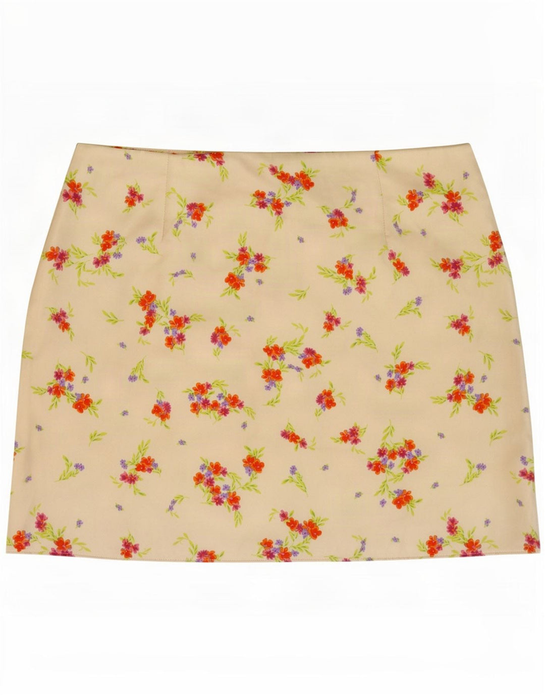 Zara Mujer Mini Falda Mediana W28 Poliéster Floral Blanco