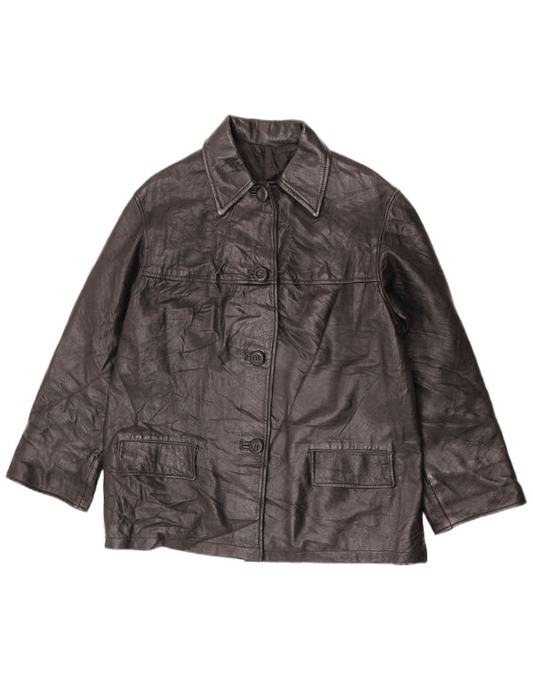Chaqueta de cuero vintage para mujer IT 44 Cuero negro medio
