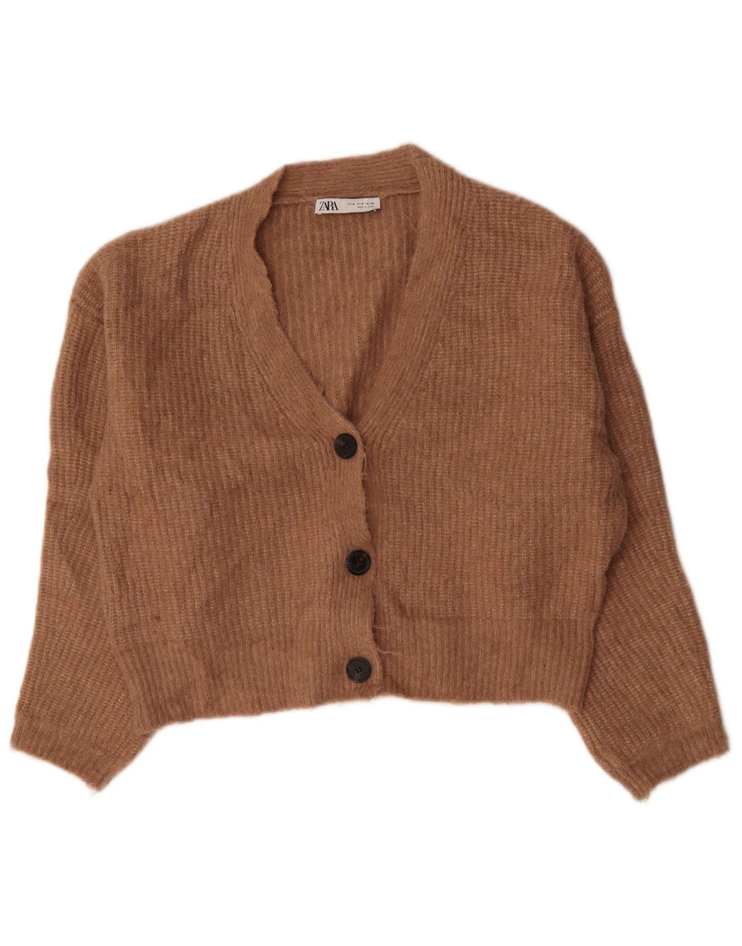 Zara Mujer Crop Suéter Cárdigan Extragrande UK 44 Medium Brown Nylon