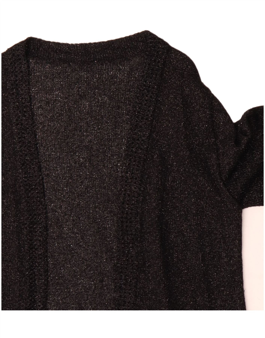 Vintage mujer 3/4 manga abierta cardigan suéter Reino Unido 12 medio negro moteado