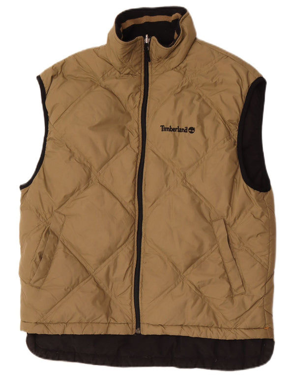 Timberland Chaleco acolchado reversible para hombre UK 36 Small Brown Nylon