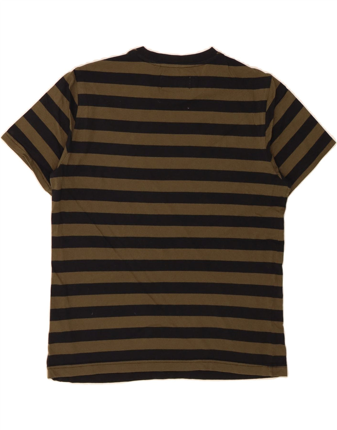 PENGUIN Mens T-Shirt Top Medium Khaki Striped Cotton Vintage Penguin and Second-Hand Penguin from Messina Hembry 