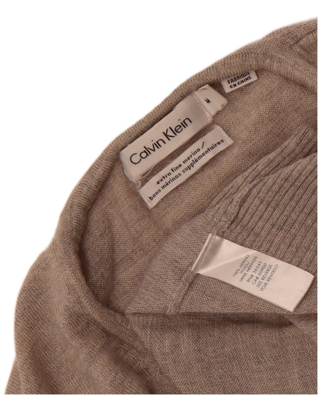 Calvin Klein Jersey con cuello en V para hombre de lana merino gris medio