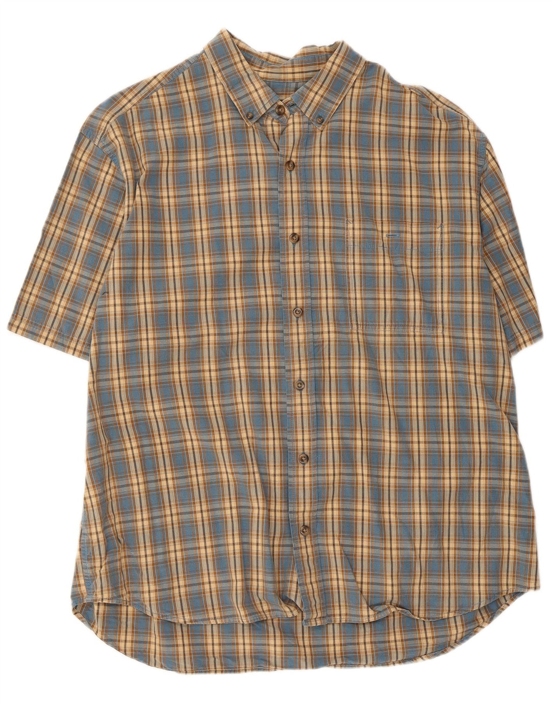 EDDIE BAUER Camisa de manga corta para hombre XL Algodón a cuadros azul